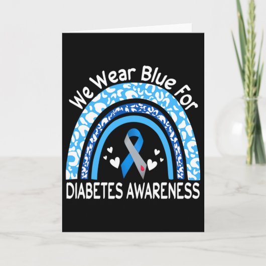 We Wear Blue For Diabetes Awareness Rainbow Leopar Kaart (Voorkant)