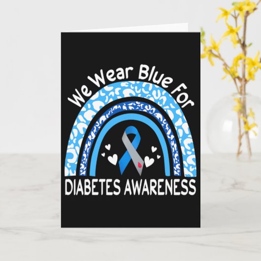 We Wear Blue For Diabetes Awareness Rainbow Leopar Kaart (Gele Bloem)