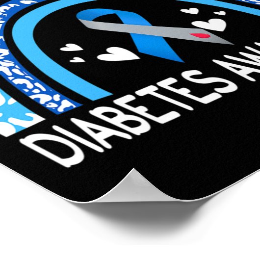 We Wear Blue For Diabetes Awareness Rainbow Leopar Poster (Hoek)