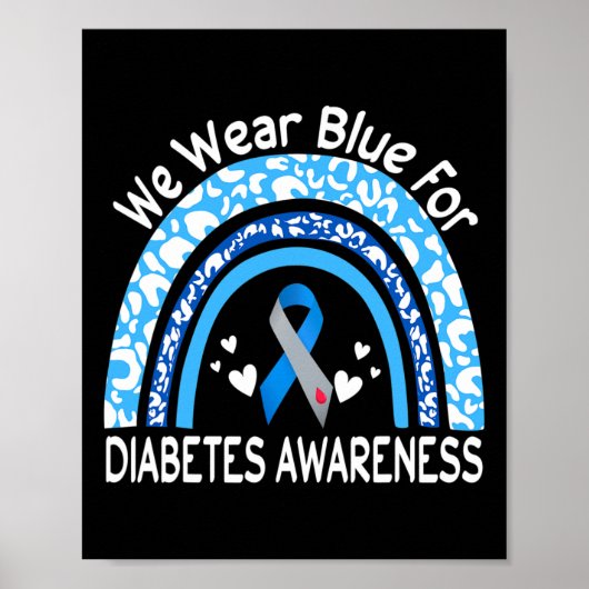 We Wear Blue For Diabetes Awareness Rainbow Leopar Poster (Voorkant)