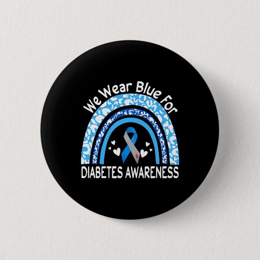 We Wear Blue For Diabetes Awareness Rainbow Leopar Ronde Button 5,7 Cm (Voorkant)