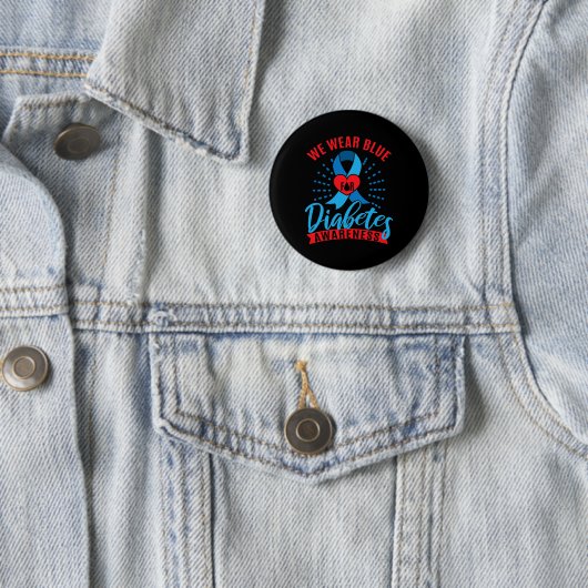 We Wear Blue For Diabetes Awareness  Ronde Button 5,7 Cm (In situ)