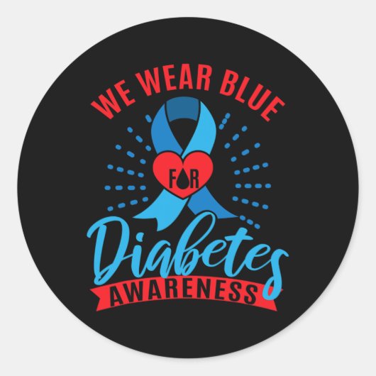 We Wear Blue For Diabetes Awareness  Ronde Sticker (Voorkant)