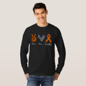 We Wear Orange MS Multiple Sclerosis Peace Love Cu T-shirt (Voorkant volledig)