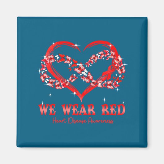 We Wear Red Butterfly Heart Heart Disease Awarenes Magneet (Voorkant)