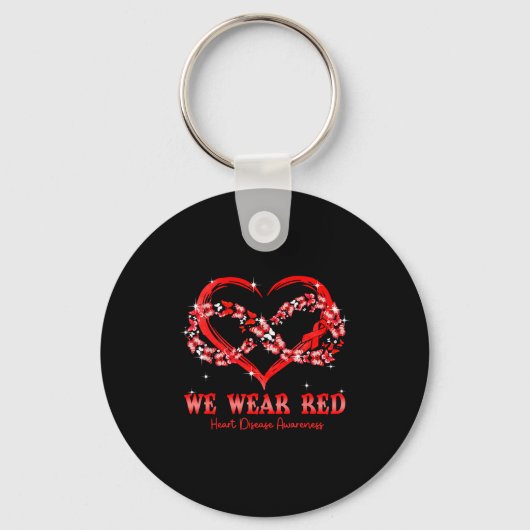 We Wear Red Butterfly Heart Heart Disease Awarenes Sleutelhanger (Voorkant)