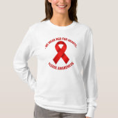 We Wear Red for Hearts – Red Ribbon Awareness T-shirt (Voorkant)