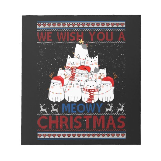We wensen je een Meowy Cat met kerst, lelijke Swea Notitieblok (Voorkant)