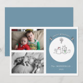 We wensen je een Meowy kerstgrappige Kat Blauwe Fo Feestdagenkaart (Voorkant / Achterkant)