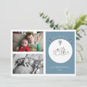 We wensen je een Meowy kerstgrappige Kat Blauwe Fo Feestdagenkaart (Staand voorkant)