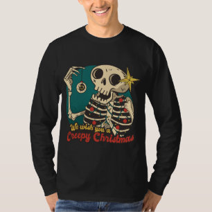 We wensen je een mooie kerstpajama grappig skelet t-shirt