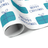 We wensen je een prettig kerstblauw cadeaupapier (Rol Hoek)