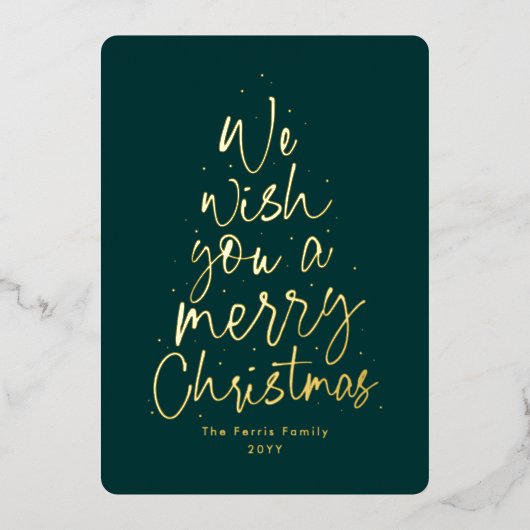 We wensen je een prettige kerstfoto. folie feestdagenkaart (Voorkant)