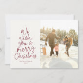 We wensen je een prettige kerstfoto met rood feestdagenkaart (Voorkant)