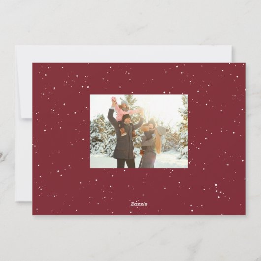 We wensen je een prettige kerstfoto met rood feestdagenkaart (Achterkant)