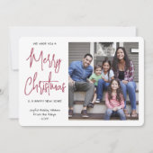 We wensen je een vrolijk kerstrood script 1 foto feestdagenkaart (Voorkant)
