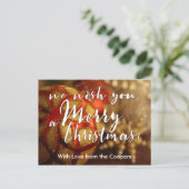 We wensen je een vrolijke kerstfoto typografie feestdagenkaart (Staand voorkant)