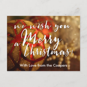 We wensen je een vrolijke kerstfoto typografie feestdagenkaart