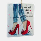 We wensen Shoe een prettige kerstversiering Keramisch Ornament (Rechts)