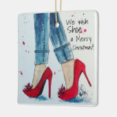We wensen Shoe een prettige kerstversiering Keramisch Ornament (Links)
