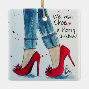 We wensen Shoe een prettige kerstversiering Keramisch Ornament