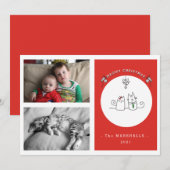 We wensen u een Meowy kerstgrappige Cat Red-foto Feestdagenkaart (Voorkant / Achterkant)