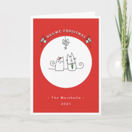 We wensen u een Meowy kerstkat Red, niet-foto Feestdagen Kaart