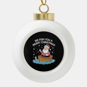 We Wensen U een Prettig Kerstfeest Visser Vissen  Keramische Bal Ornament