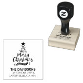 We wensen u een prettig kerstmonogram rubberstempel (Gestempeld)