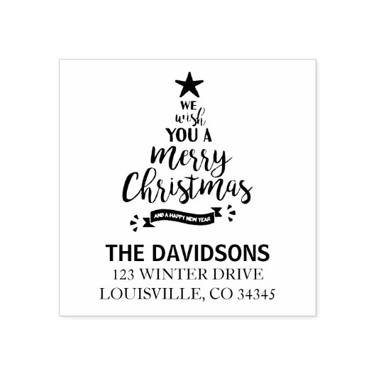 We wensen u een prettig kerstmonogram rubberstempel (Afrduk)