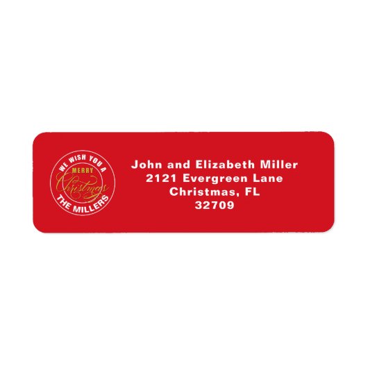 We wensen u een prettig kerstrood etiket (Voorkant)