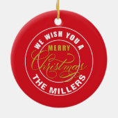 We wensen u een prettig kerstrood keramisch ornament (Achterkant)