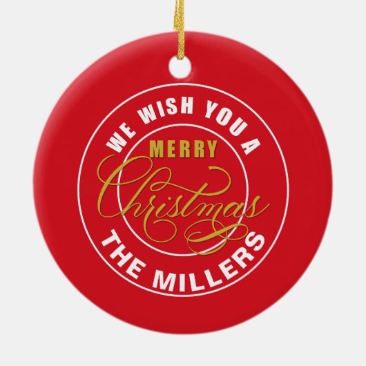 We wensen u een prettig kerstrood keramisch ornament (Achterkant)