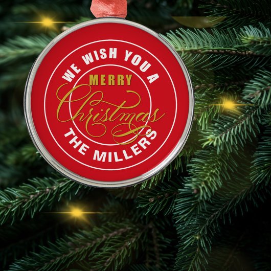 We wensen u een prettig kerstrood metalen ornament