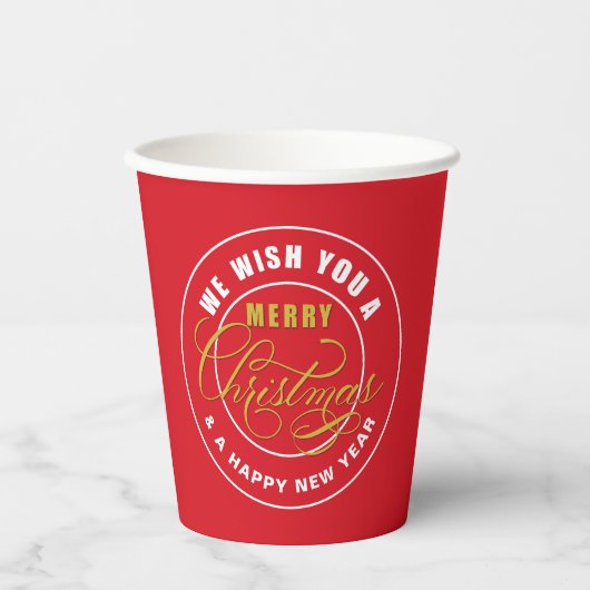 We wensen u een prettig kerstrood papieren bekers (Voorkant)