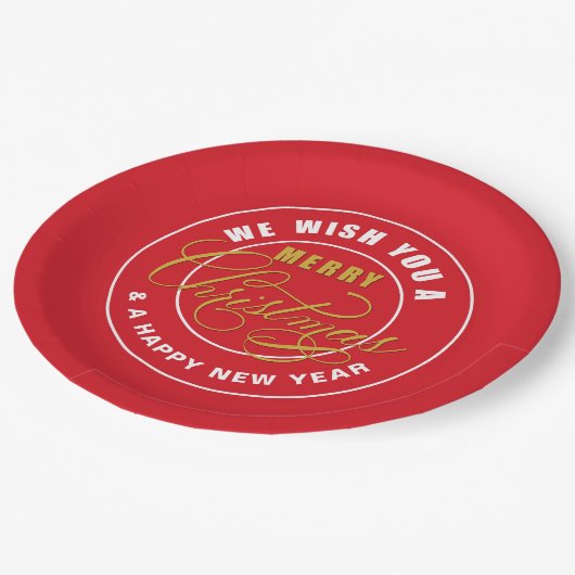 We wensen u een prettig kerstrood papieren bordje (Gekanteld)