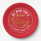 We wensen u een prettig kerstrood papieren bordje (Voorkant)