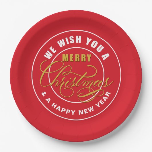 We wensen u een prettig kerstrood papieren bordje (Voorkant)