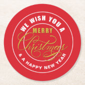 We wensen u een prettig kerstrood ronde kartonnen onderzetter (Voorkant)