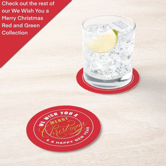 We wensen u een prettig kerstrood ronde kartonnen onderzetter