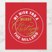 We wensen u een prettig kerstrood wijn etiket (Enkel label)