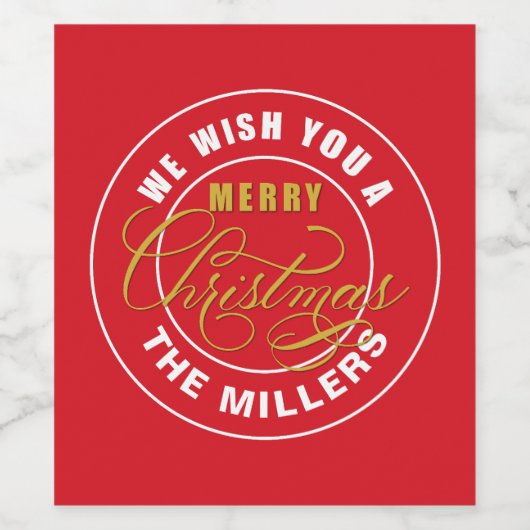 We wensen u een prettig kerstrood wijn etiket (Enkel label)