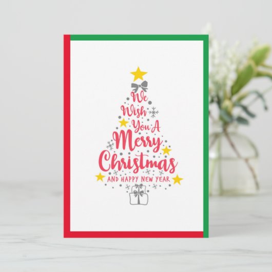 We wensen u een prettige kerstboomfeestdag. feestdagenkaart (Staand voorkant)