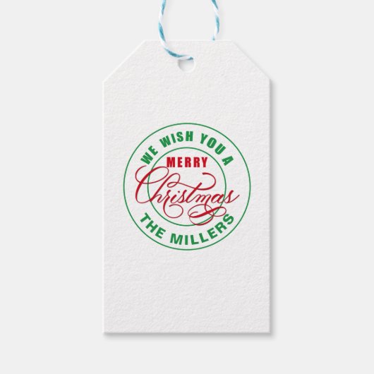 We wensen u een prettige kerstdag cadeaulabel (Voorkant)