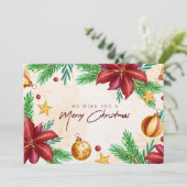 We wensen u een prettige kerstdag feestdagenkaart (Staand voorkant)