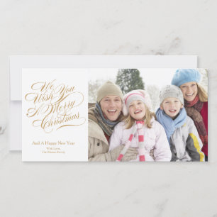 We wensen u een prettige kerstdag Gold Script Feestdagenkaart