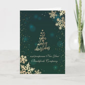 We wensen u een prettige kerstdag, gouden boom feestdagen kaart (Voorkant)