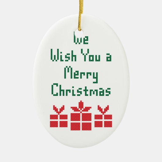 We wensen u een prettige kerstdag keramisch ornament (Voorkant)