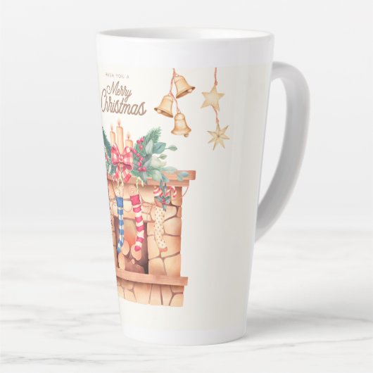 We wensen u een prettige kerstdag latte mok (Rechterhoek)