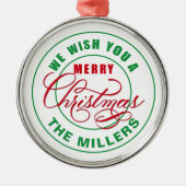 We wensen u een prettige kerstdag metalen ornament (Voorkant)